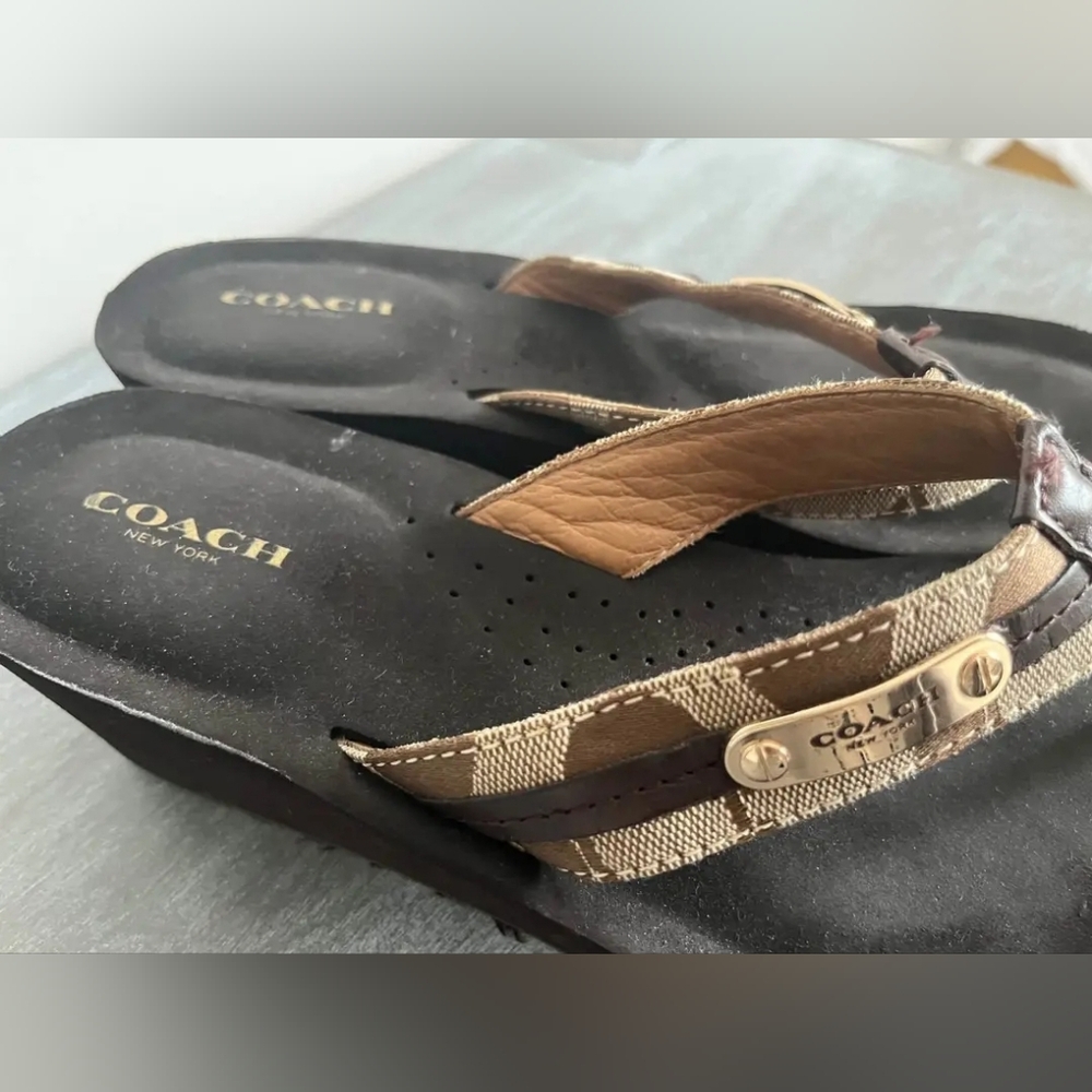 COACH DESIGNER JAYDEN WEDGE PLATFORM SANDALS THONG FLIP FLOP 9 - Picture 5 of 7